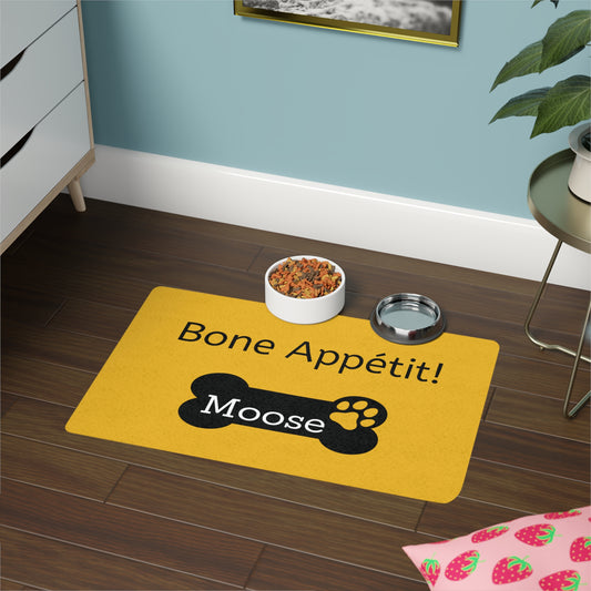 Pet Food Mat (12x18) - Bone Appetit - Yellow