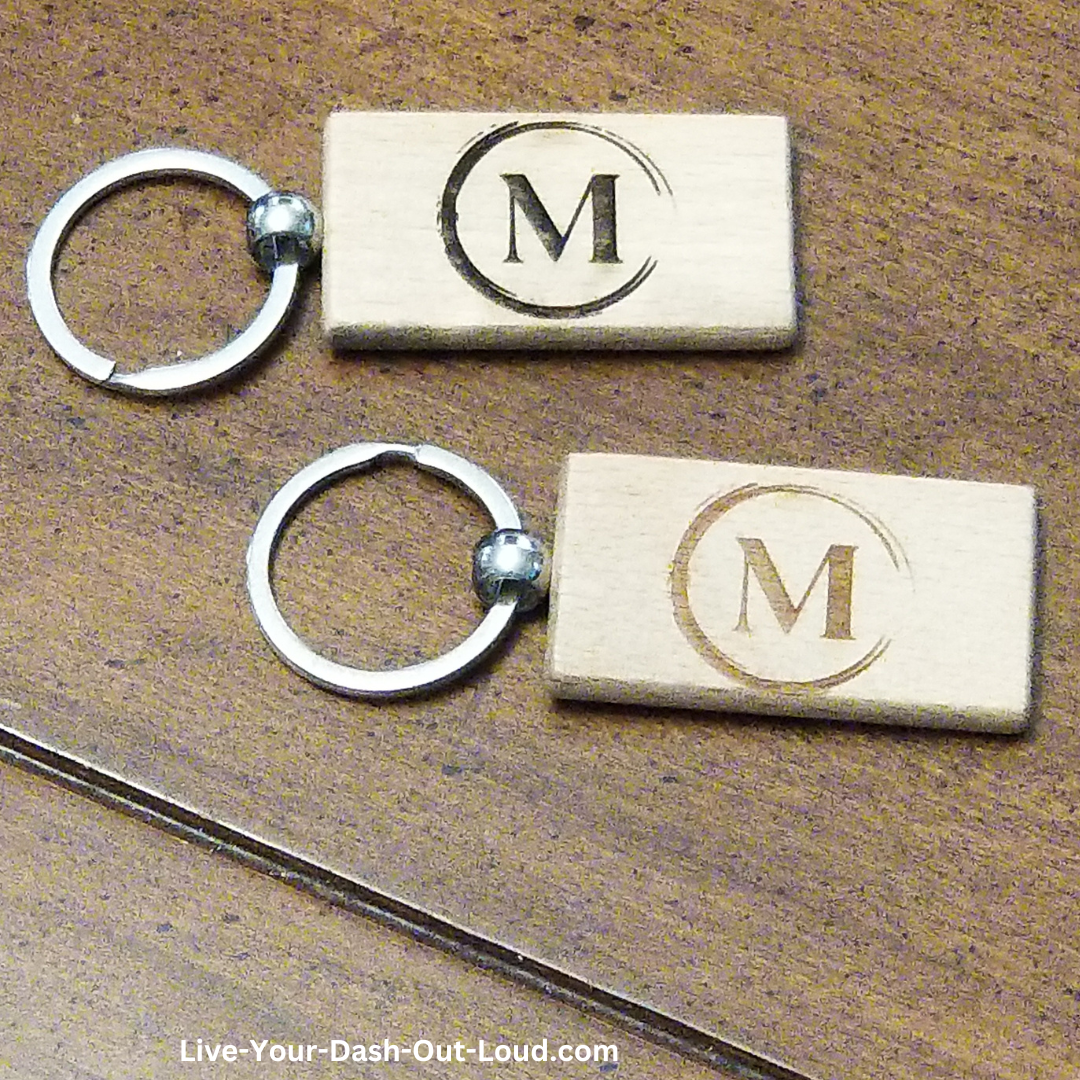 Wooden Key Chain - Silver/Bamboo - Monogram