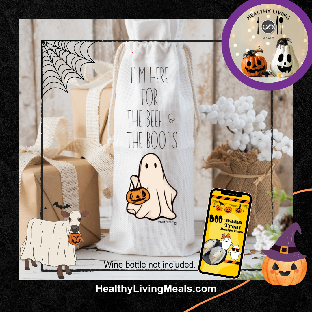 Bundle: I Am Here for the Beef and Boo's Wine Bag and Boo-nana Treat Recipe Pack - Halloween